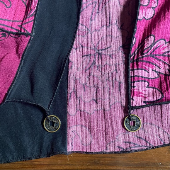 Vintage Units Silk Blend Purple Magenta Patchwork Kimono Cardigan Boho Sz. LARGE - Picture 6 of 13
